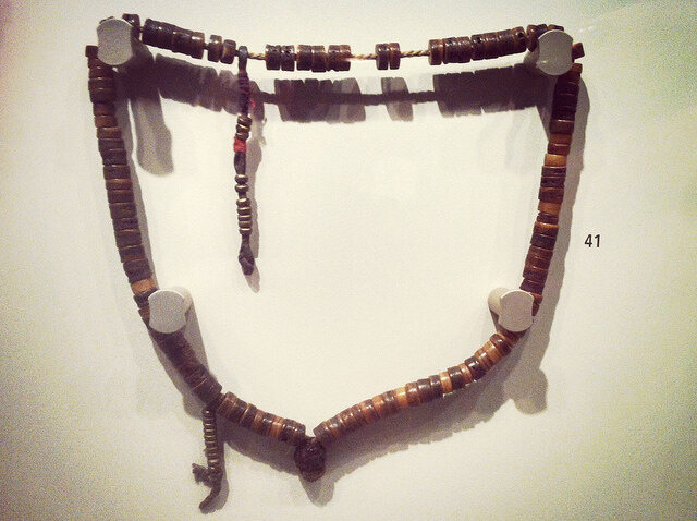 Human cranium prayer beads at the Rubin Museum, NYC