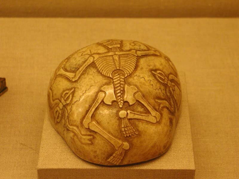 A carved ritual kapala or skull cup