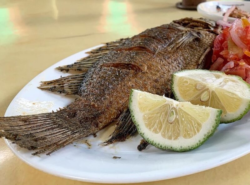 Fried tilapia from Lake Victoria beckons diners at Ranalo Foods.