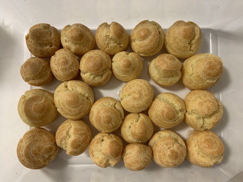 My choux puffs, which I made the night before the rest of my recipe.