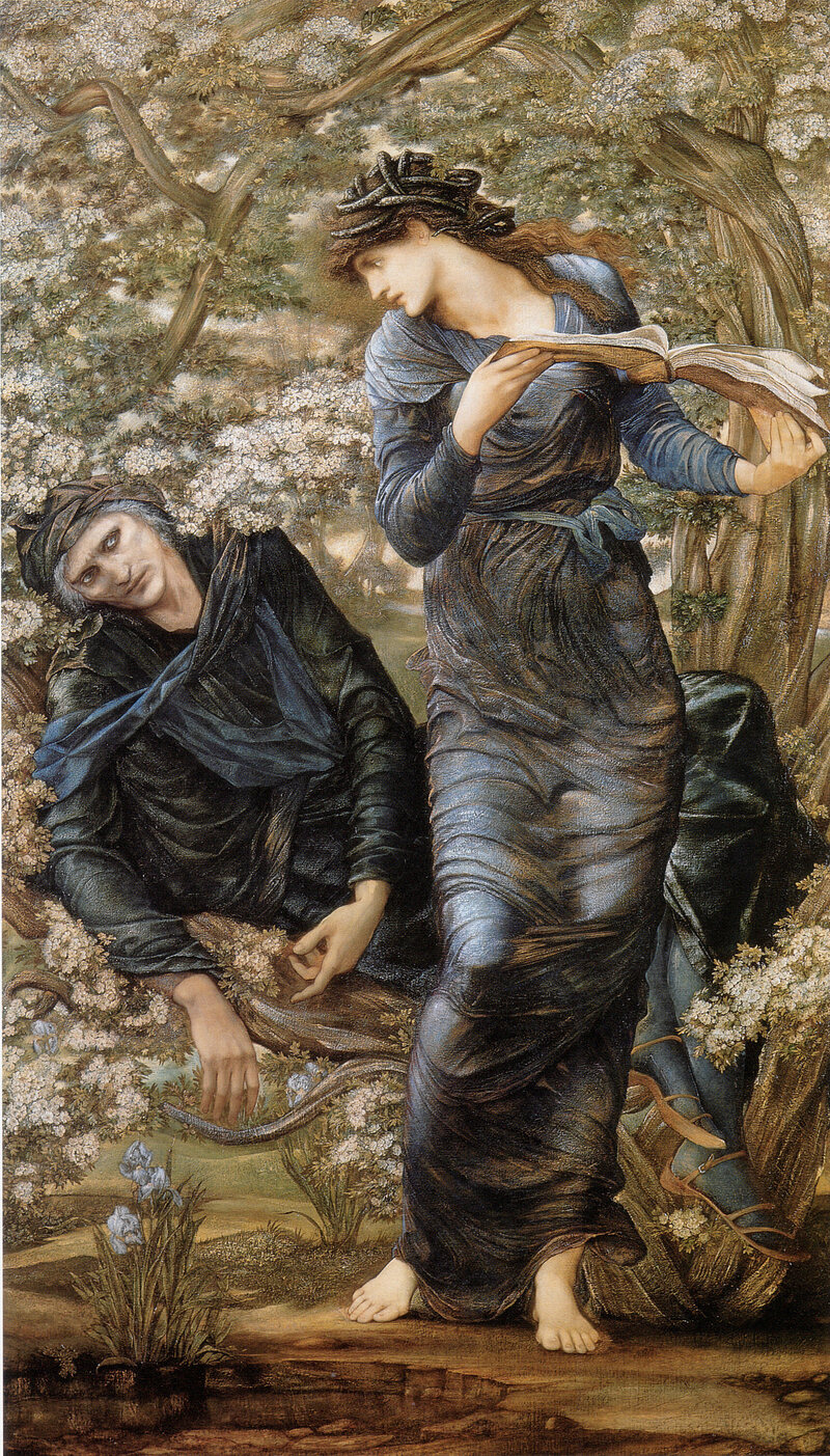 Artist Edward Burne-Jones depicted yet another version of the story of Merlin and Viviane in this painting from the 1870s.