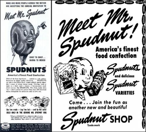 Vintage advertisements prominently featured Mr. Spudnut.