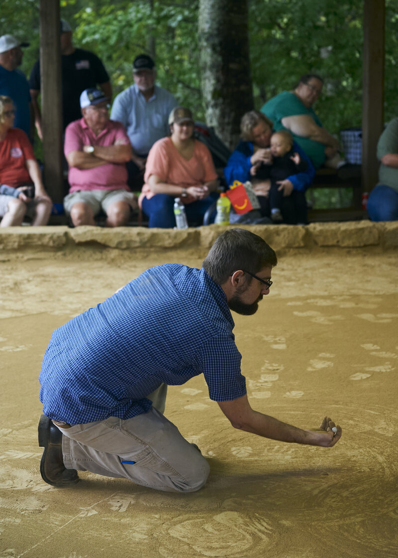 Kenzie Adams, 30, had only been playing rolley hole for a couple of years before reaching the final round of the National Rolley Hole Marbles Championship in 2021.