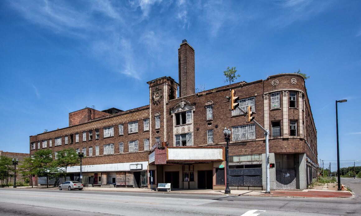 The exterior of the Palace Theater, once one of Gary’s grandest entertainment venues.