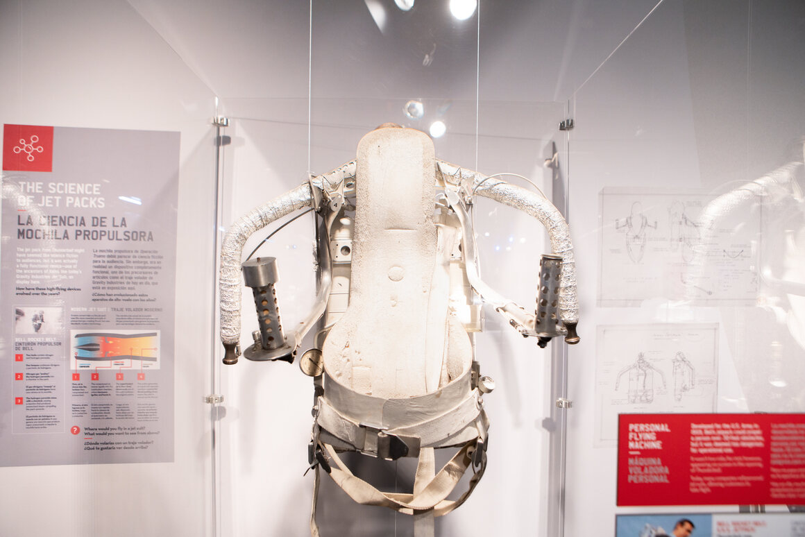 James Bond's <em>Thunderball</em> jetpack, a.k.a. the Bell Rocket Belt, is currently on display at Chicago's Museum of Science and Industry until October 27, 2024.