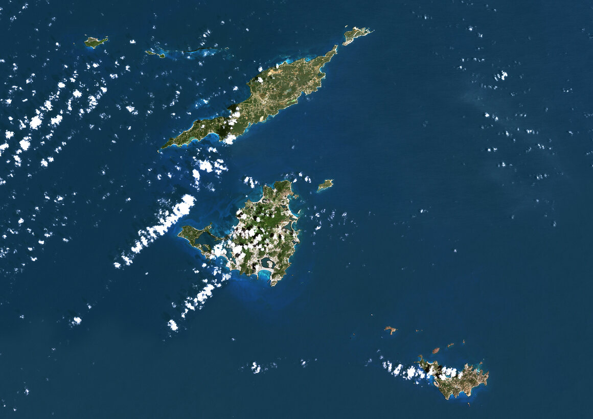 Anguilla (the island at the top) was named after an eel because of its shape.