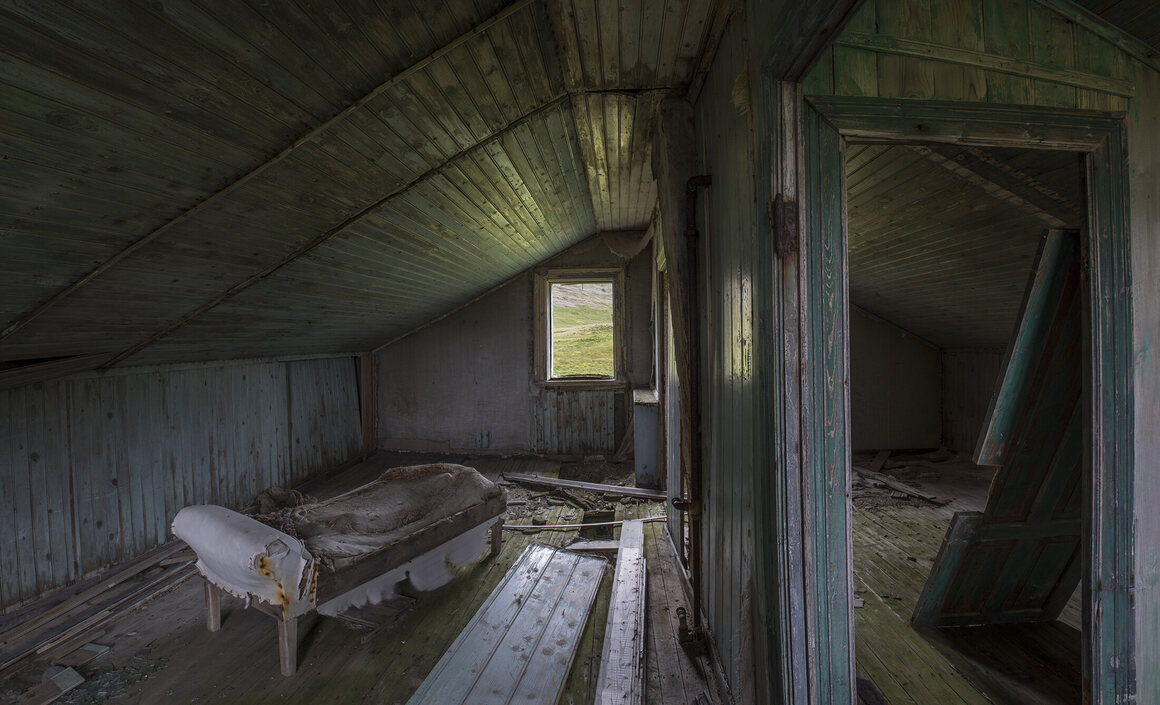 Inside an abandoned farm house. 