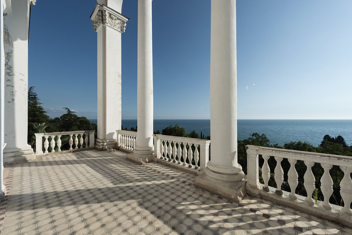 The view from the terrace of a former sanatorium on the Black Sea, Abkhazia.