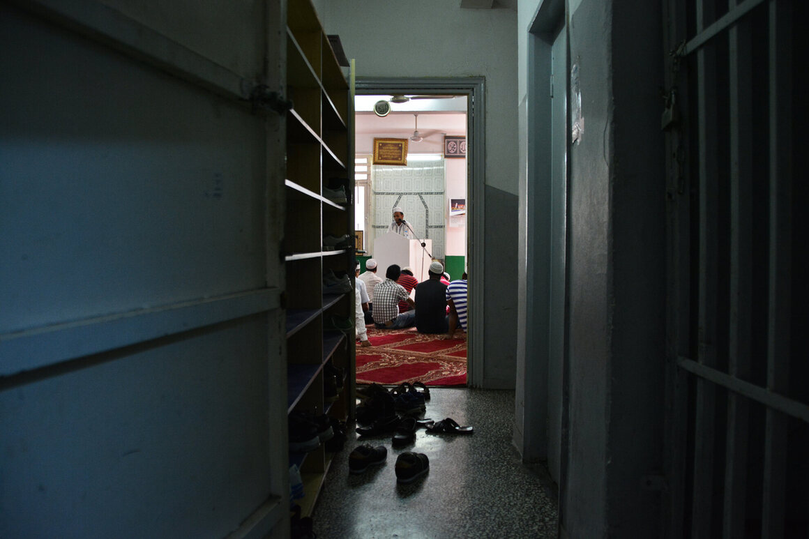 A Bangladeshi mosque in a rented apartment in the center of Athens.