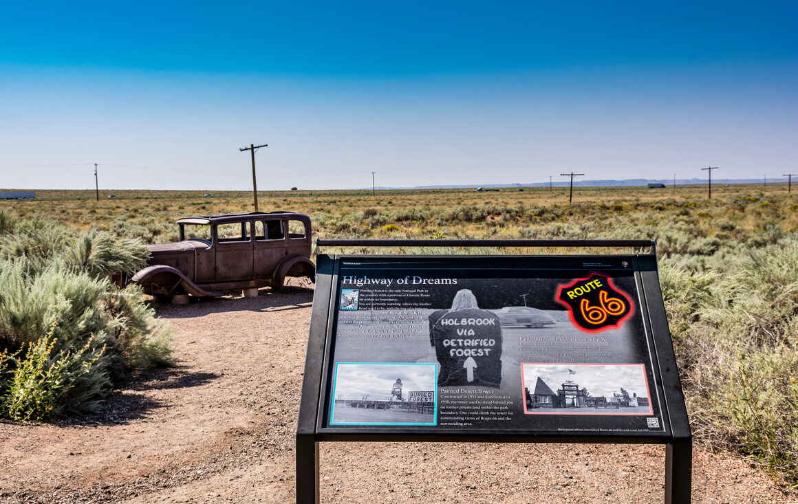 In 2006, the park installed interpretive information and a rusted Studebaker near the old roadbed.