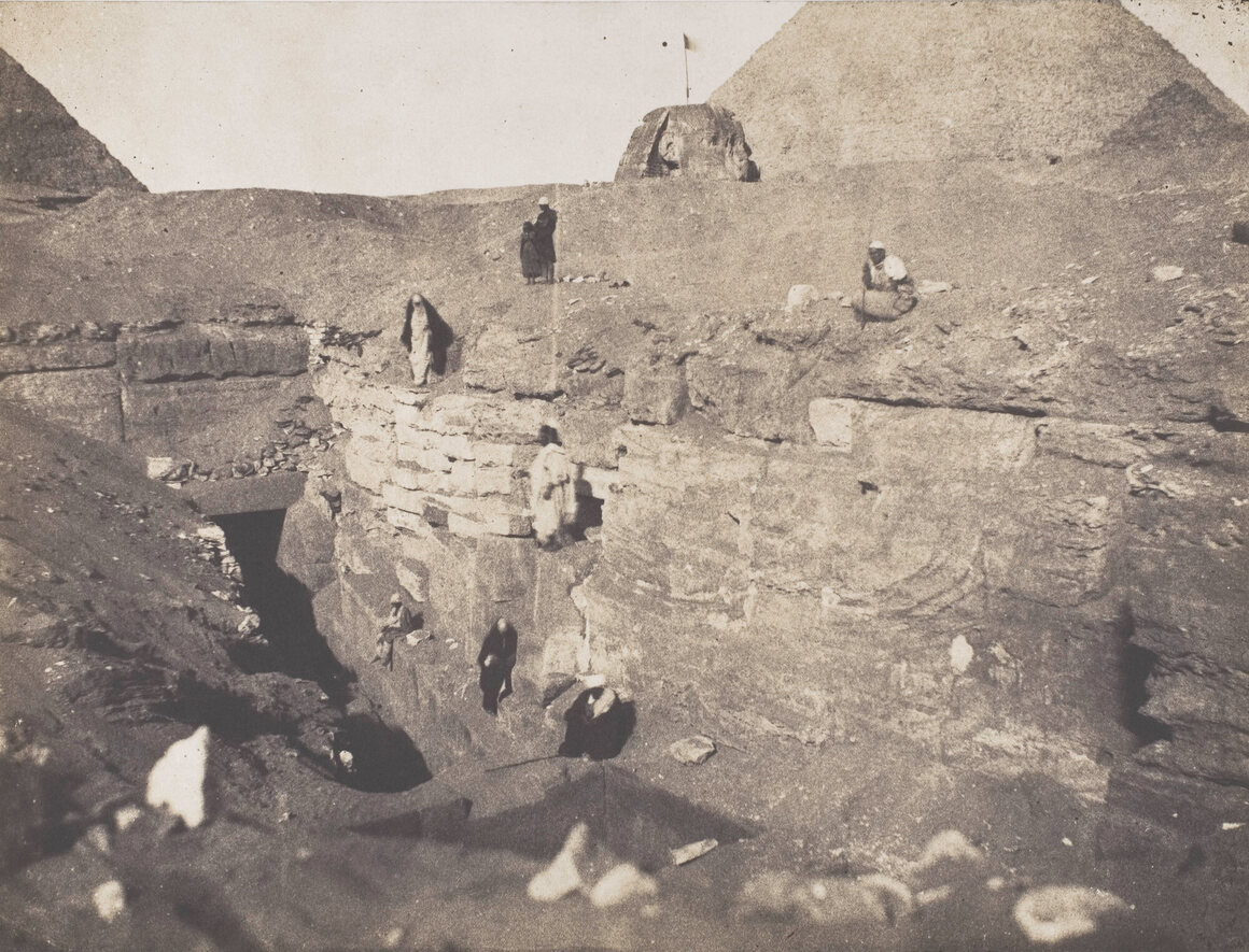 In 1853, Greene photographed an excavation taking place            "to the left of the Sphinx." 