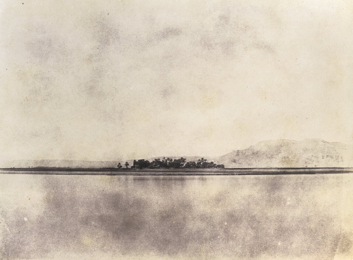 Greene's camera captured many sweeping landscapes,            including this 1854 view of the bank of the Nile at Thebes.