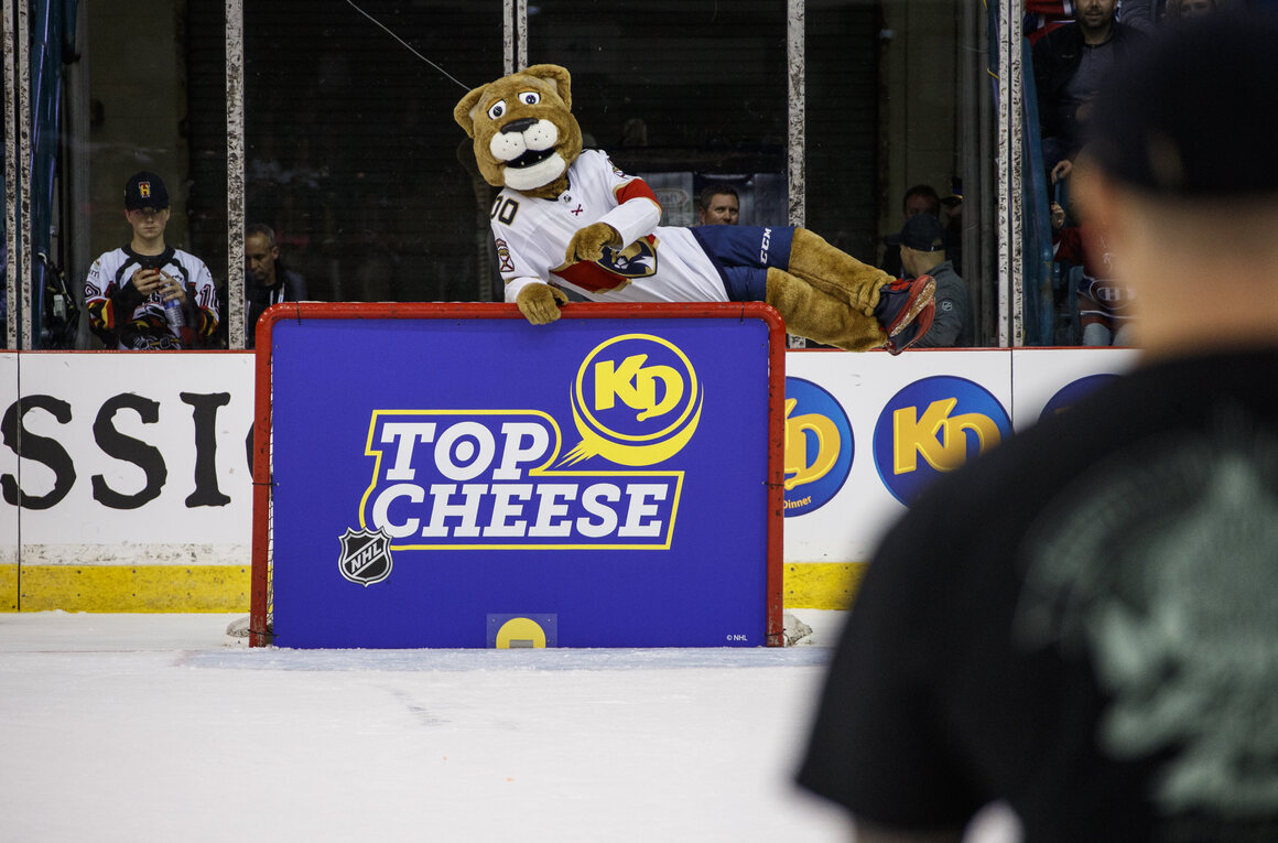 A promotion for nationally beloved Kraft Dinner at a pre-season NHL game in New Brunswick, Canada.