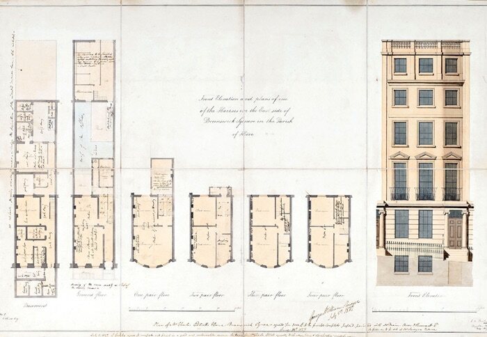 The blueprints of the Regency Town House.