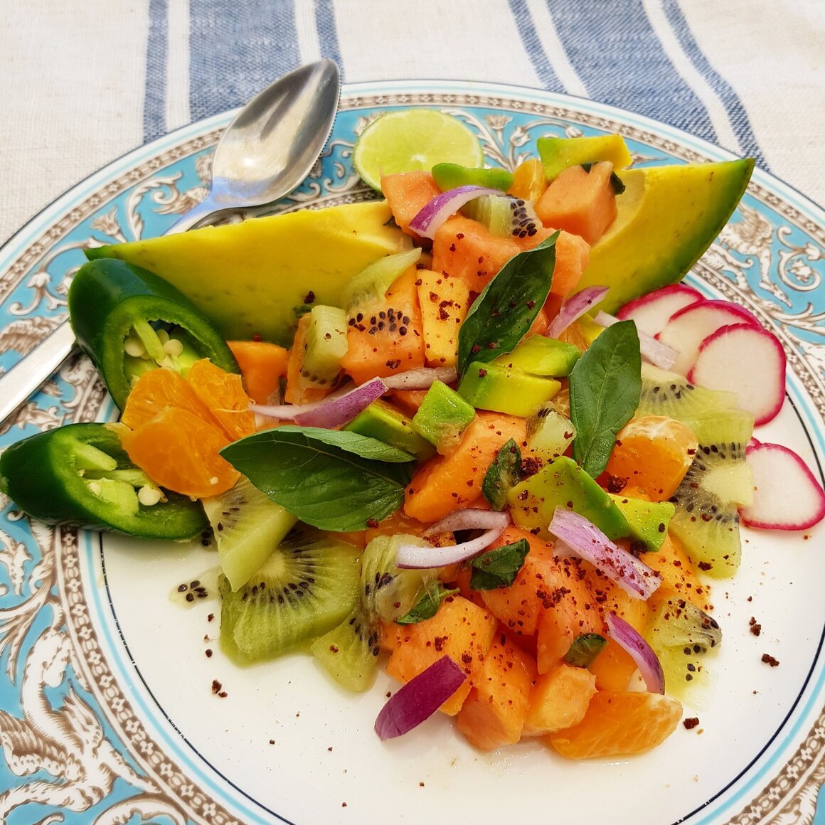 Papaya avocado salad, ripe with memories of Mexico City.
