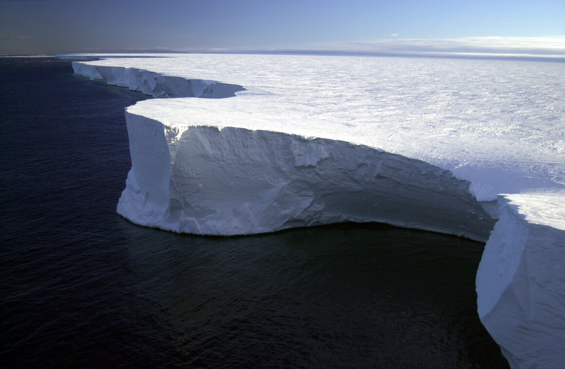 The Ross Sea is home to icebergs of all sizes, including many that might appear as landmasses to explorers at water level.