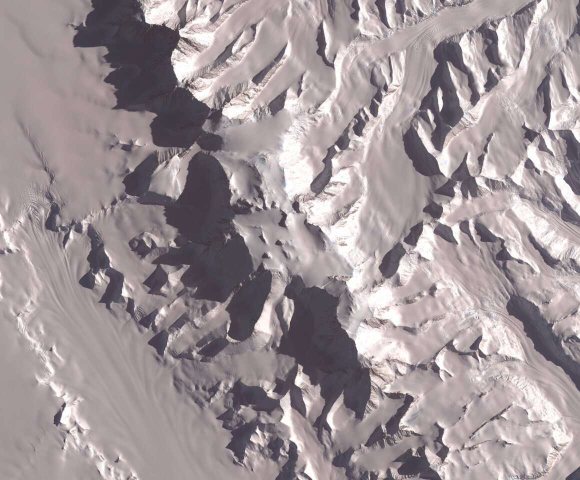 A satellite view of the Vinson Massif, which includes the highest point on Antarctica.