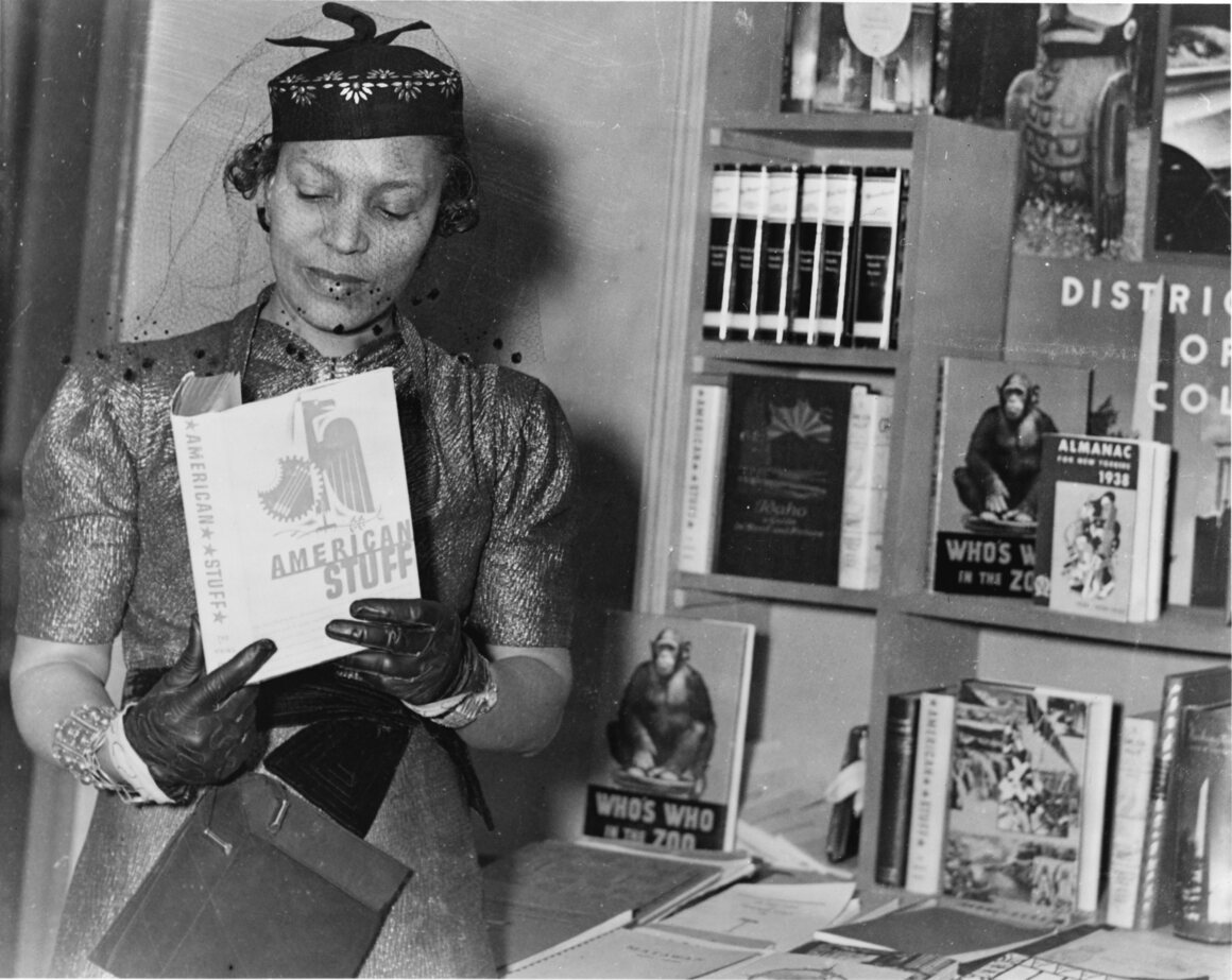 Hurston, seen here at a book fair in New York around 1937, kept a lively social calendar, even through health and financial difficulties later in life. 