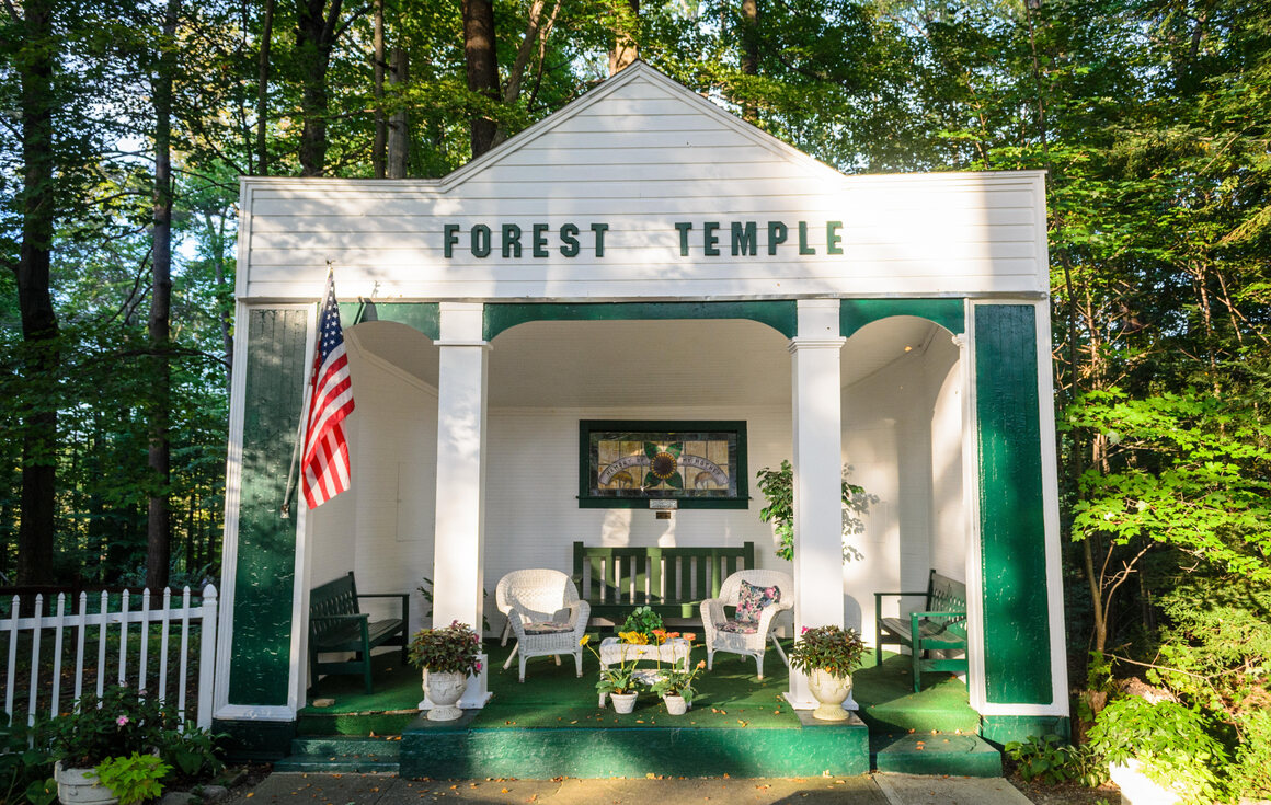 The Forest Temple has been used for outdoor message services at Lily Dale since 1894.