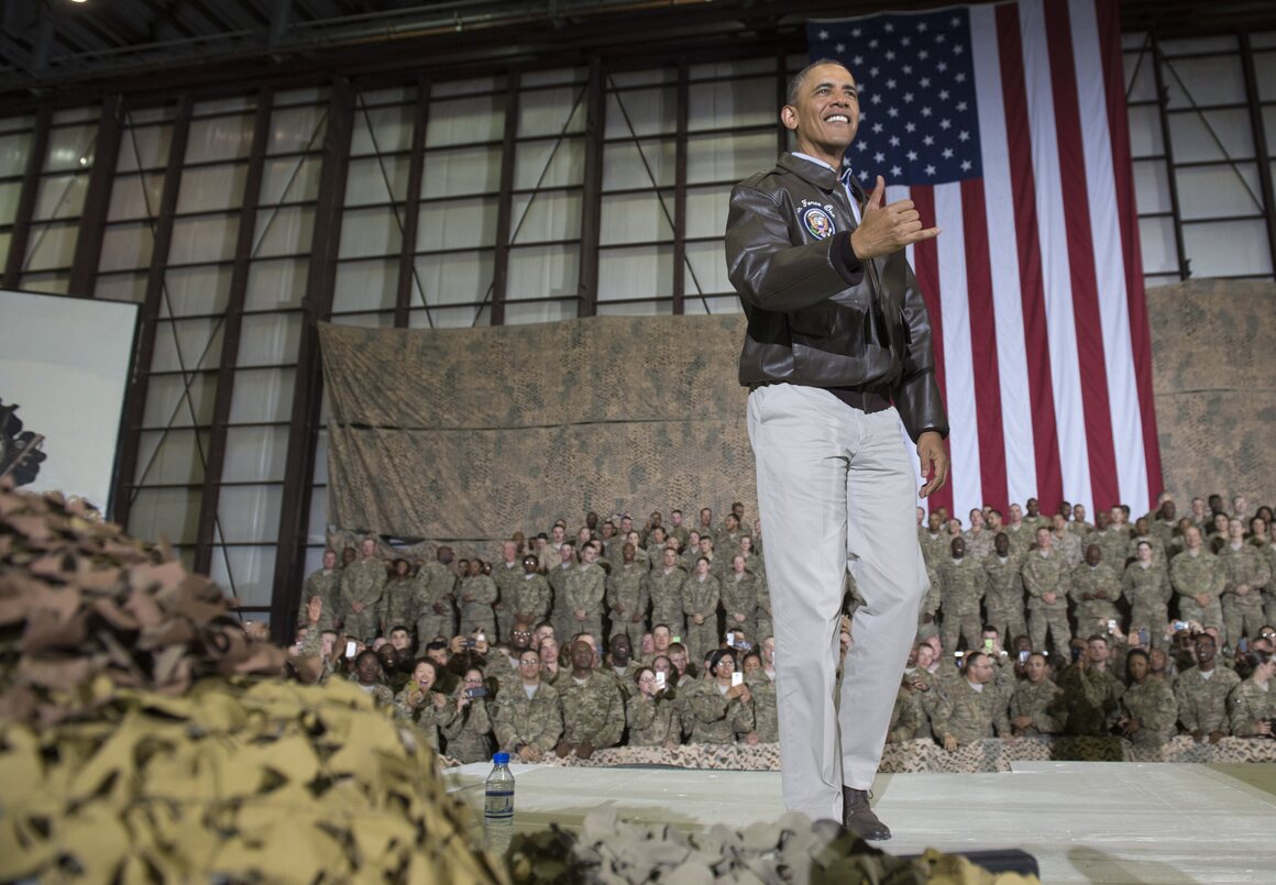 President Barack Obama, born in Honolulu, frequently throws the shaka gesture as he did here in 2014 during a surprise visit to Bagram Air Field in Afghanistan.