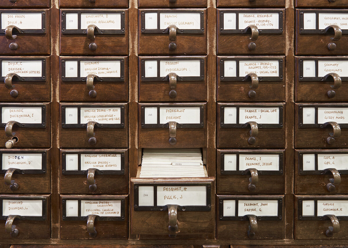 The card catalog at the New York Society Library's Reference Room.