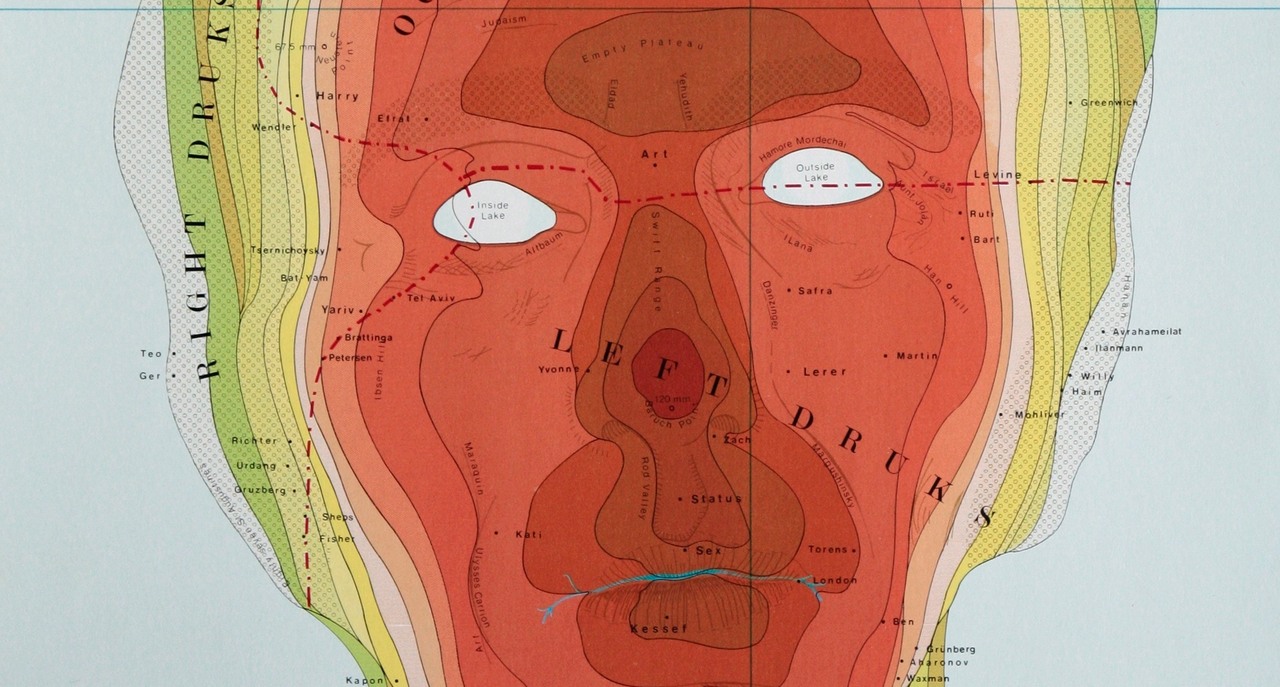 Detail of <em>Druksland</em>, Michael Druks cartographic self-portrait.